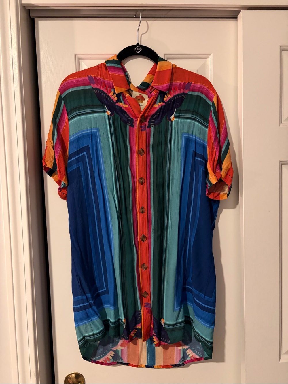 Farm Rio Rainbow Macaws Scarf Uni Shirt XL